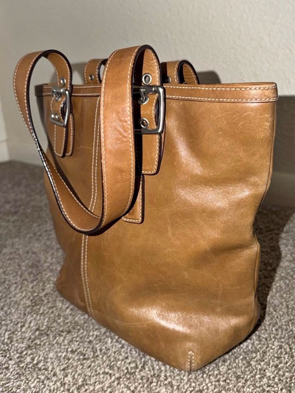 Classic Leather Tote Bag in Tan